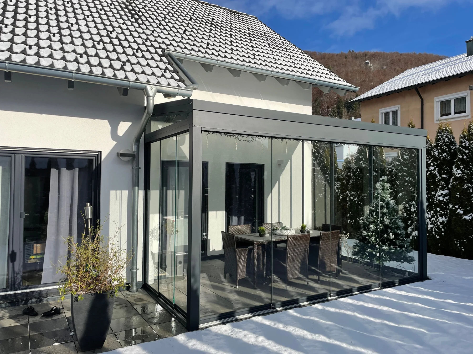Kaltwintergarten an einem Wohnhaus